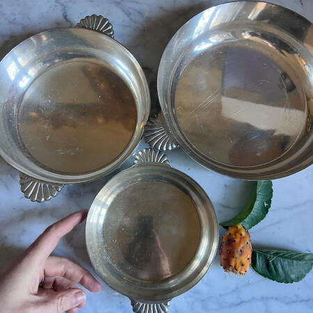 Round tray set of 3 silver plated Northern Europe