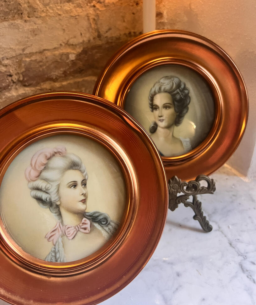 Portrait plate, copper with print under glass, France, mid-20th century