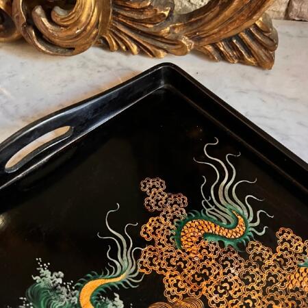 Chinoiserie tray papier-mâché lacquer 62 cm Japan