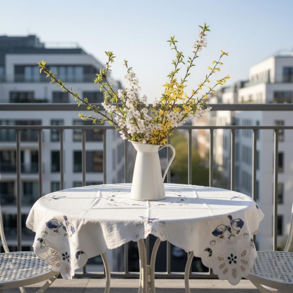 Салфетка с вышитыми уточками