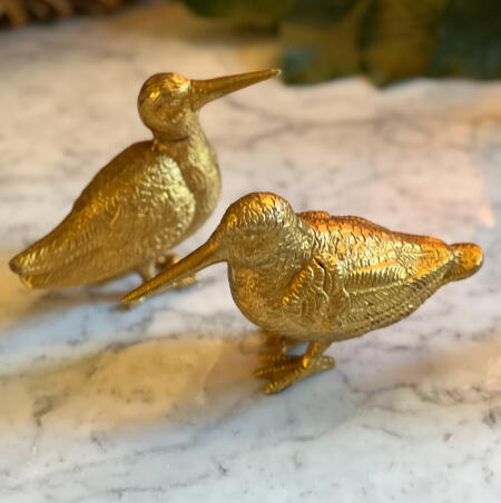 Paired woodcock figurines, set of 2 pieces, gilded bronze  20th century  Belgium