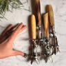 Meat clamp, Cow horn and Silverplate, Leg of Lamb holder, 1900s France