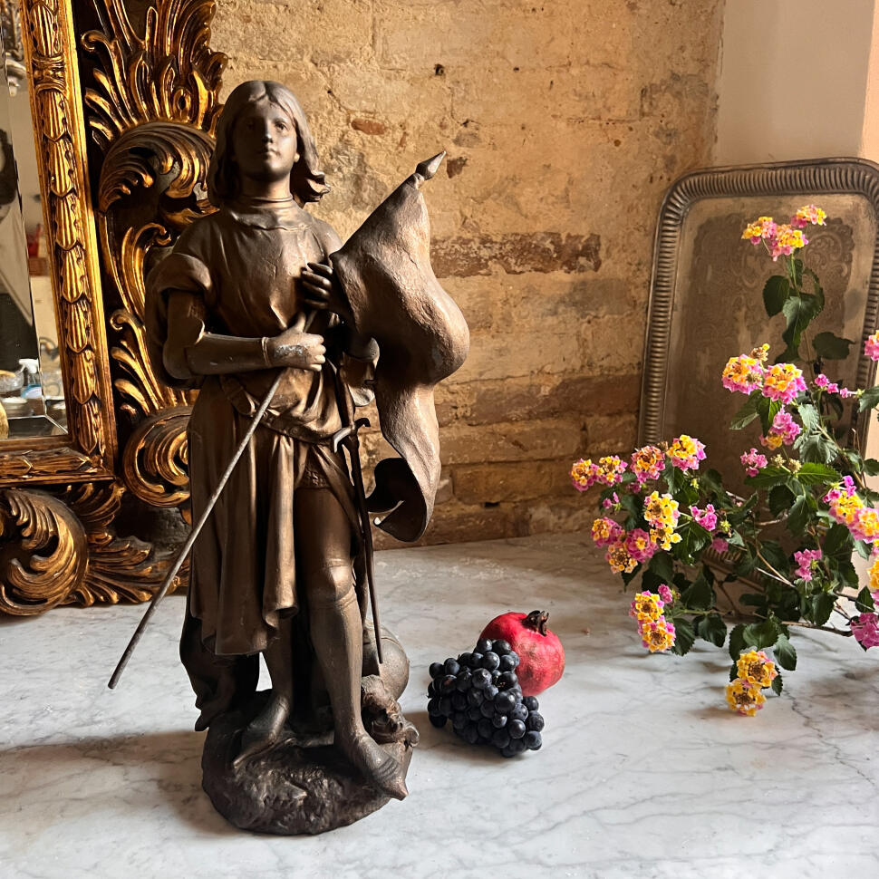 Скульптура Жанны д’Арк, бронза, высота 50 см, Франция, начало XX века