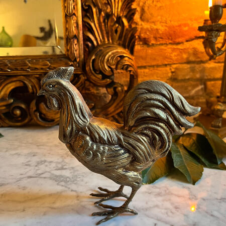 Rooster sculpture, bronze, gilding, France, 20th century