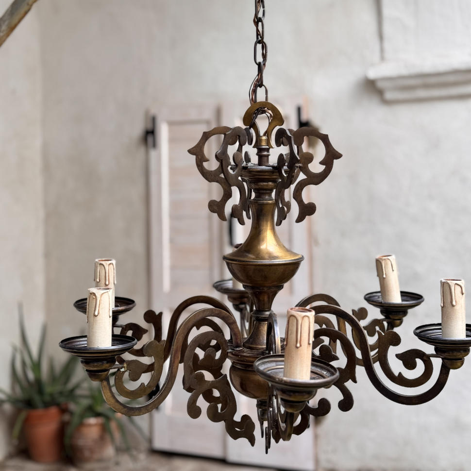 Люстра из латуни, Италия, середина XX века