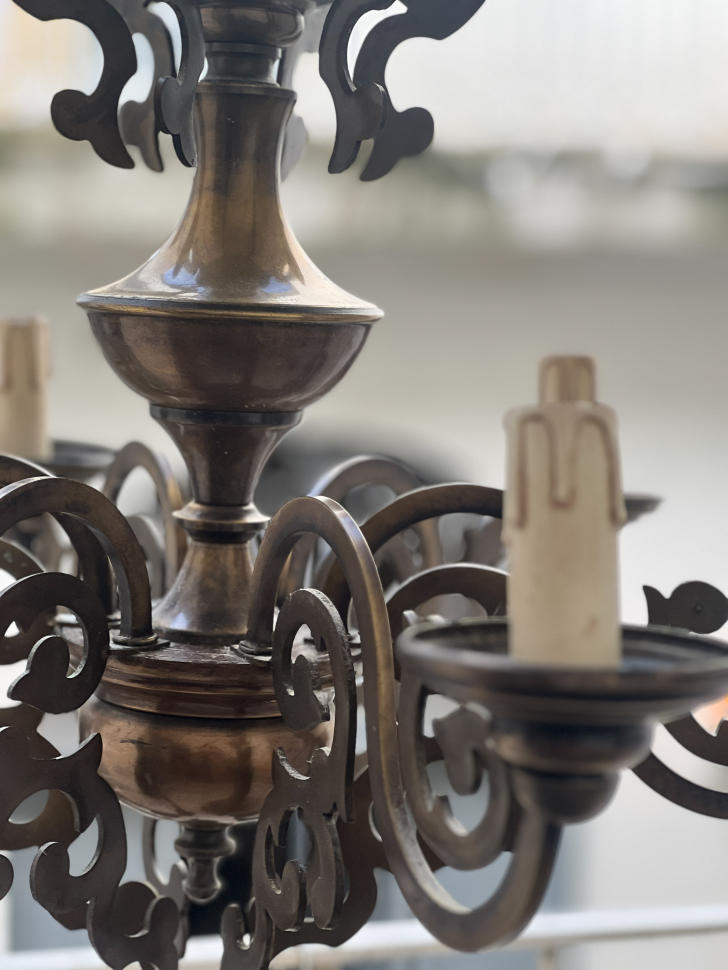 Люстра из латуни, Италия, середина XX века