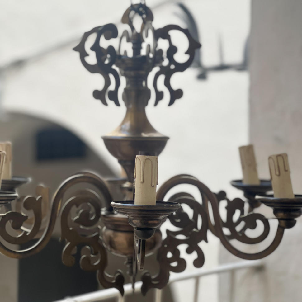 Люстра из латуни, Италия, середина XX века