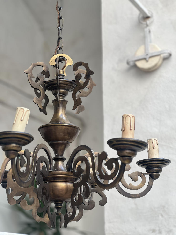 Люстра из латуни, Италия, середина XX века