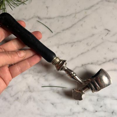 Meat clamps, black cow horn and silver-plated, France, 1900s, set of 2