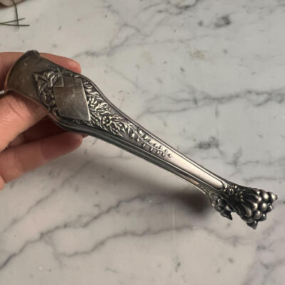 Tongs, silver plated, France, early 20th century, length 15 cm