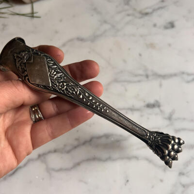 Tongs, silver plated, France, early 20th century, length 15 cm