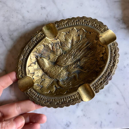 Brass ashtray hunting bird France