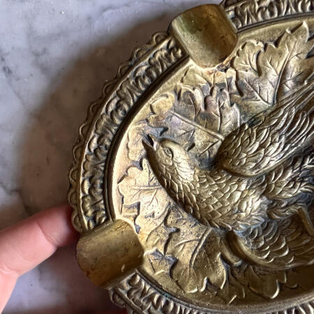 Brass ashtray hunting bird France