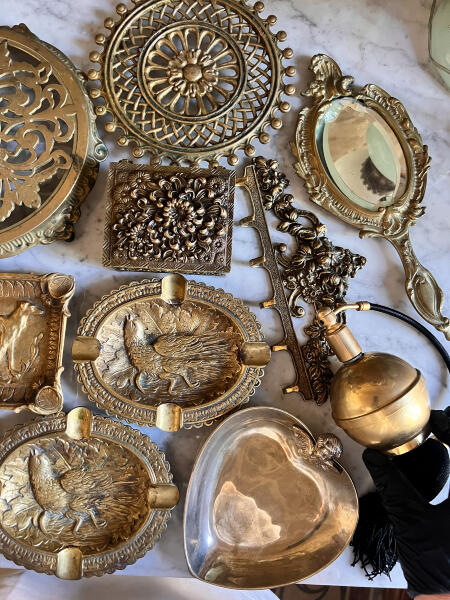 Brass ashtray hunting bird France