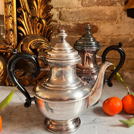 Teapot Coffee pot 1200 ml from Porciani cupronickel silver plated mid-20th century Italy