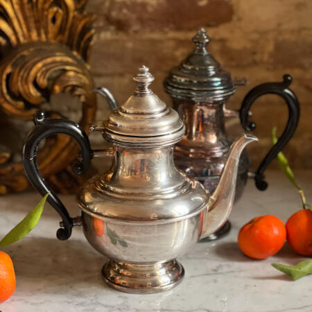 Teapot Coffee pot 1200 ml from Porciani cupronickel silver plated mid-20th century Italy