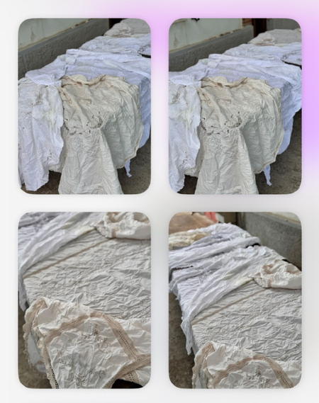 Set with 6 tablecloths non ironed 