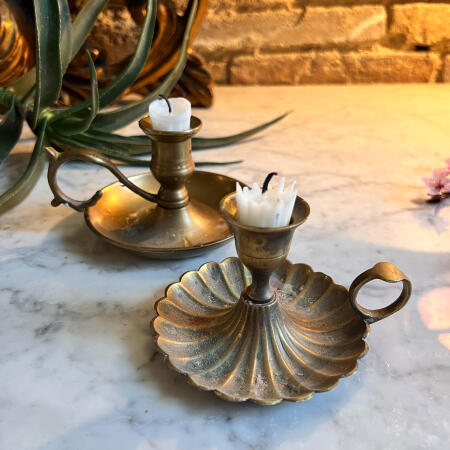 Candle holders, Set of two, Brass, Italy 20th century 