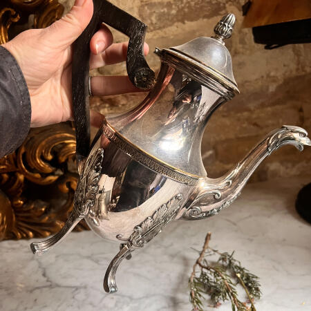 Kettle Coffee pot Water vessel 1000 ml silver plated France