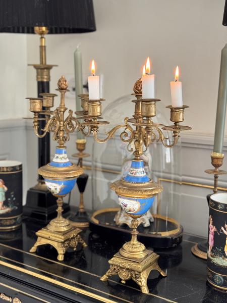 Pair of candelabra blue