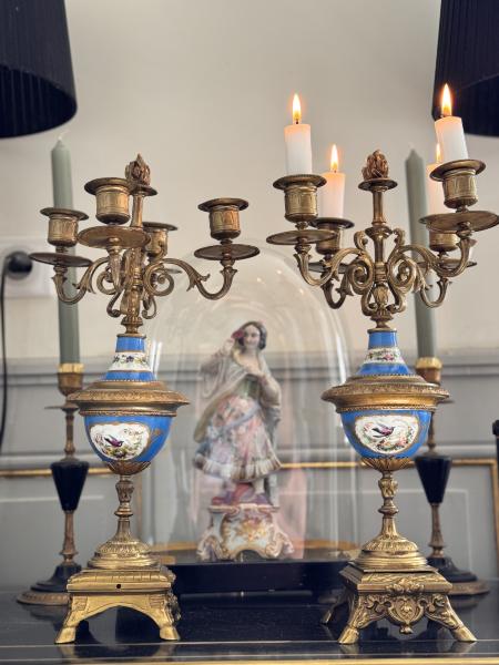 Pair of candelabra blue
