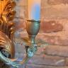 Candelabra candle holder with the image of a lion brass 33cm  Italy