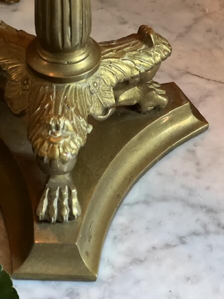 Candelabra candle holder with the image of a lion brass 33cm  Italy