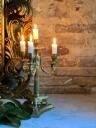 Candelabra candle holder with the image of a lion brass 33cm  Italy