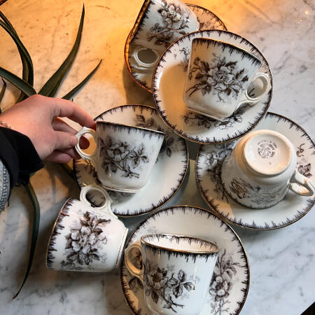 Tea cup and plate, set of 6, Societe Ceramique Maestricht, Holland  early 20th century