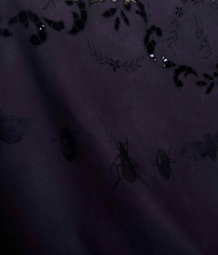 Нуарная круглая винтажная скатерть в новом цветовом прочтении с авторскрой ручной набойкой