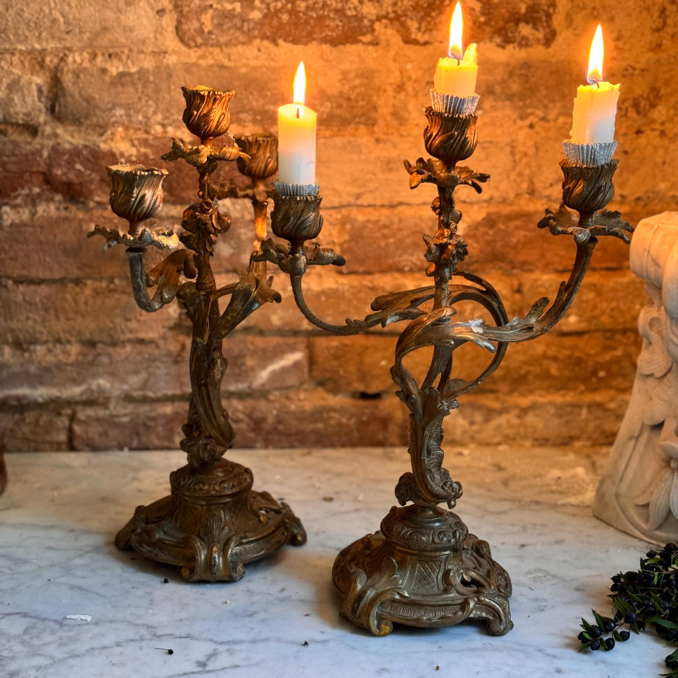 Pair of candelabra, gilt bronze, France, circa 1880–1900