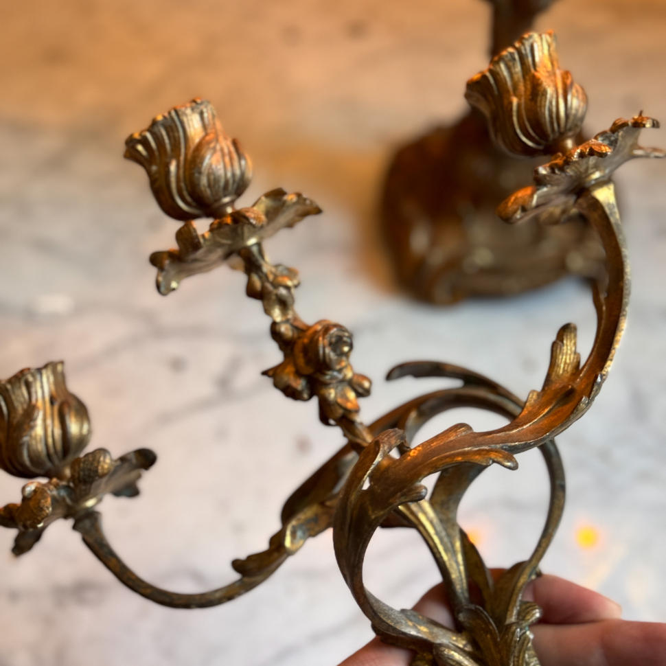 Pair of candelabra, gilt bronze, France, circa 1880–1900