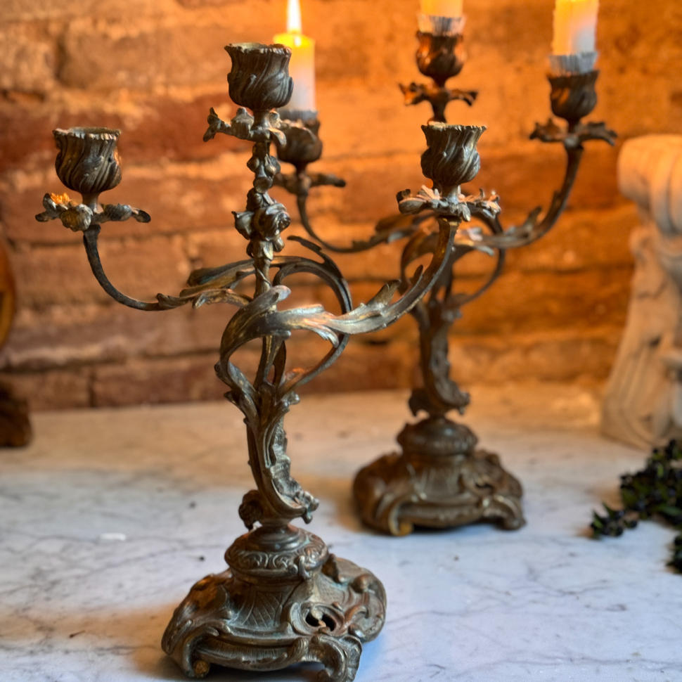 Pair of candelabra, gilt bronze, France, circa 1880–1900