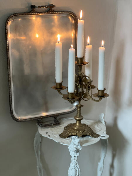 Five-armed candle stick, Set of 2, Brass, France, 19th century