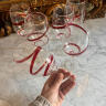 Set of 6 glasses, red swirl wine glasses, 20th century Italy