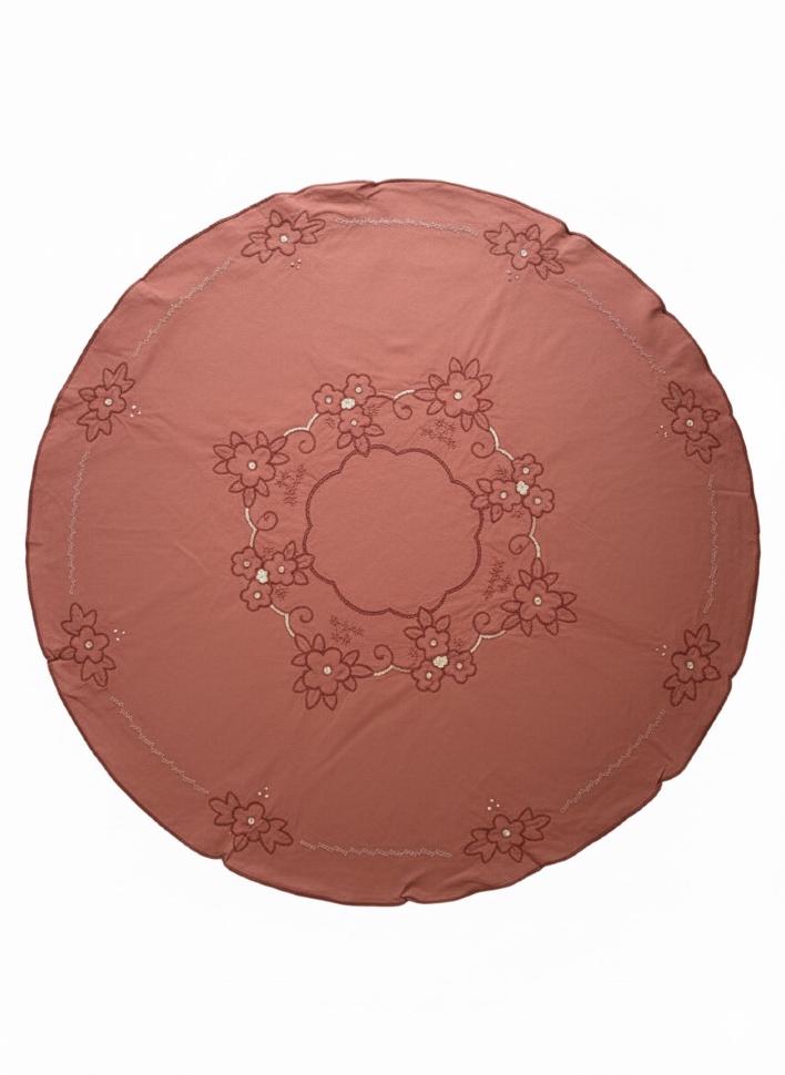 Винтажная скатерть upcycle кирпичного оттенка ручного крашения