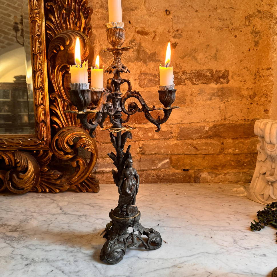 Канделябр, патинированная и позолоченная бронза, Франция, около 1870–1890 гг.