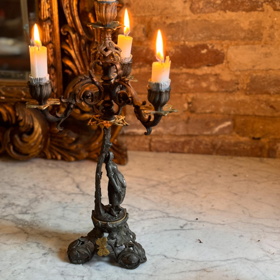 Канделябр, патинированная и позолоченная бронза, Франция, около 1870–1890 гг.