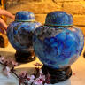 Teapot vase Cloisonné enamel blue peonies Chinoiserie