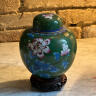 Teapot vase cloisonne enamel green Chinoiserie