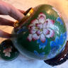 Teapot vase cloisonne enamel green Chinoiserie