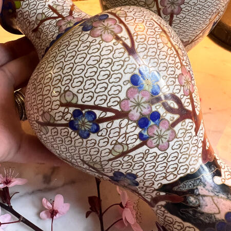 Cloisonné enamel vase blooming cherry blossom Chinoiserie