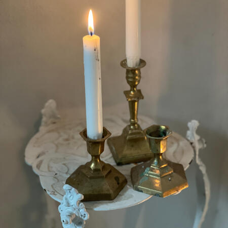 Candlestick, set of 3, Brass, France, late 19th century.