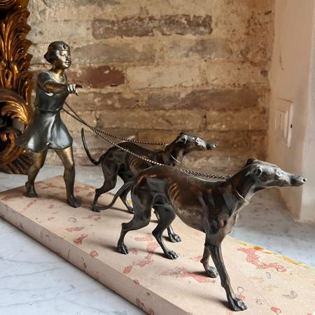 Sculpture by Georges Maxime, alloy and marble, France, ca. 1920s