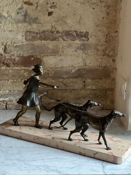 Sculpture by Georges Maxime, alloy and marble, France, ca. 1920s
