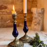 Candleholders 2 ps with blue porcelain