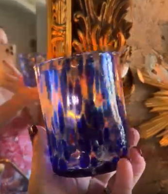 Set of 4 blue murano classes