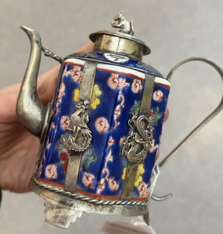 Чайник заварочный керамика и металл, китай 19 век