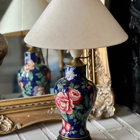Table Lamp, Hand-Painted Ceramic, 35×13 cm, France, 1950s