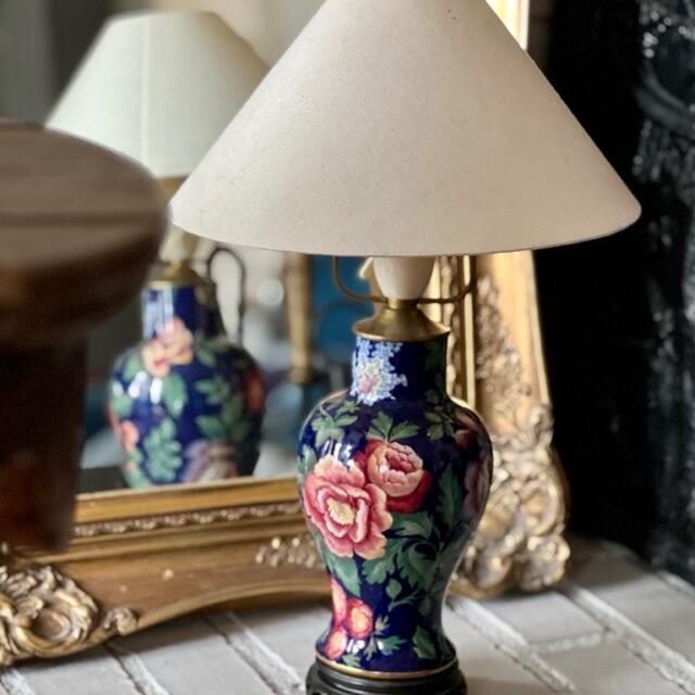 Настольная лампа, расписная керамика, 35×13 см, Франция, 1950-е гг.